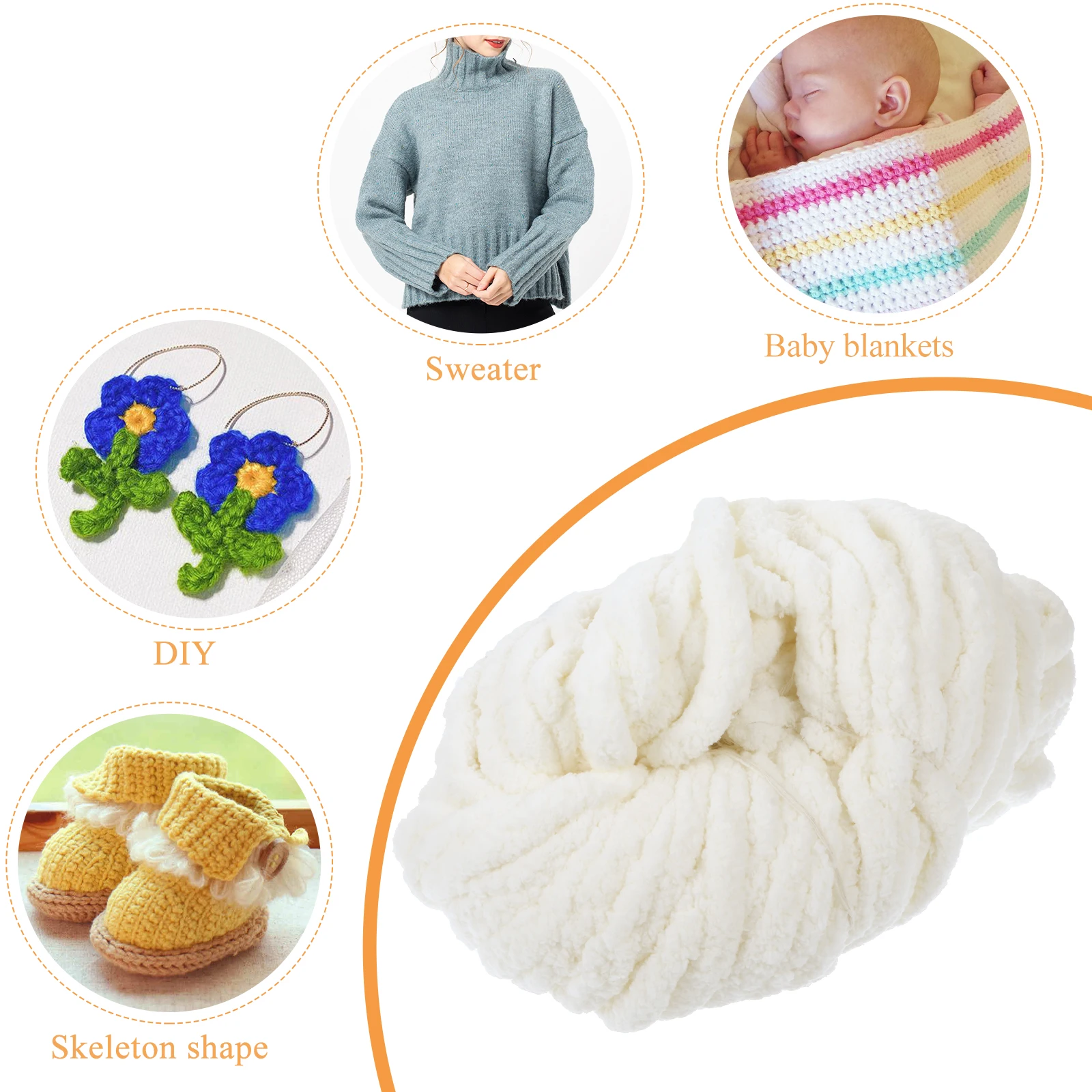 

1pc Chunky Chenille Wool Blanket Line Acrylic White 02 Non Blanket Line Fading Anti Pilling Knitting Supplies