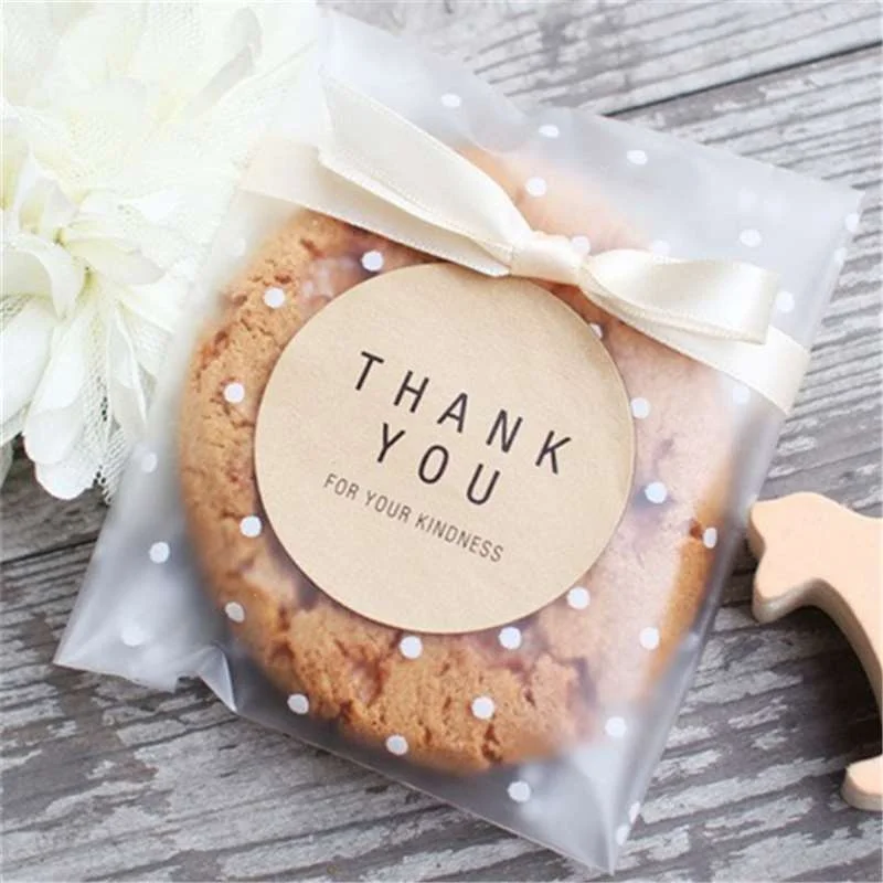 100PCS Set Food Grade Plastic Dessert Bags Cute Cookie Packing Bags for Party Bakery