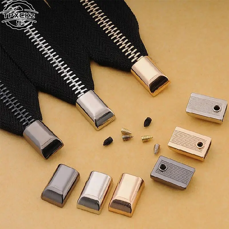 10Pcs Metal Zipper Stopper Zipper Tail Clip Stop Tail Plug Head With Screw Diy Sewing Leather Hardware Leather Craft