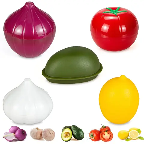 1 Set Plastic Vegetable Storage Box Lemon Onion Tomato Green Pepper and Garlic Storage Container Fruit Fresh-Keeping Reusable