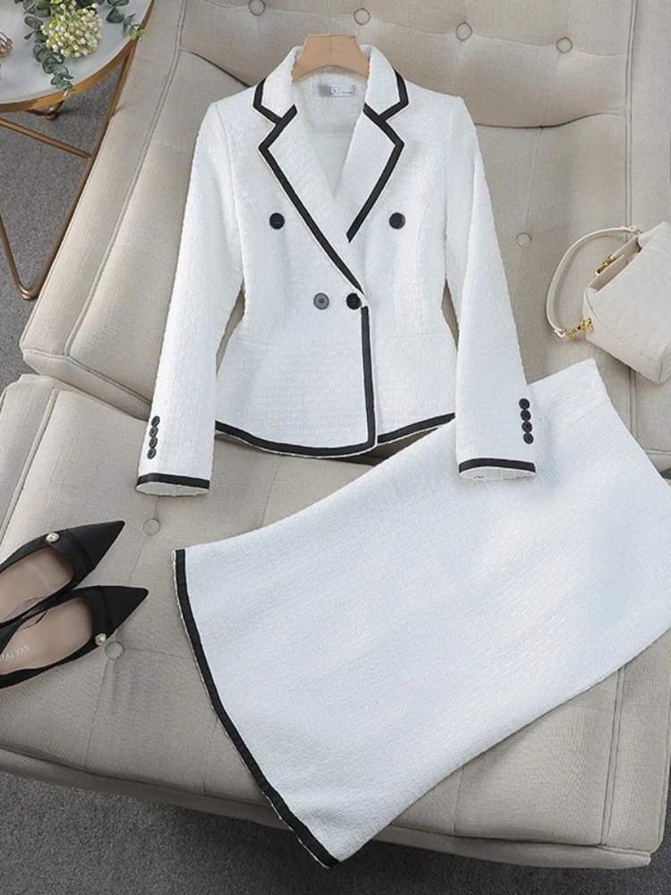 

Женские костюмы с юбкой, роскошный костюм знаменитостей с ароматом, темпераментный обтягивающий профессиональный костюм, пиджак, комплекты пальто, юбки «рыбий хвост»