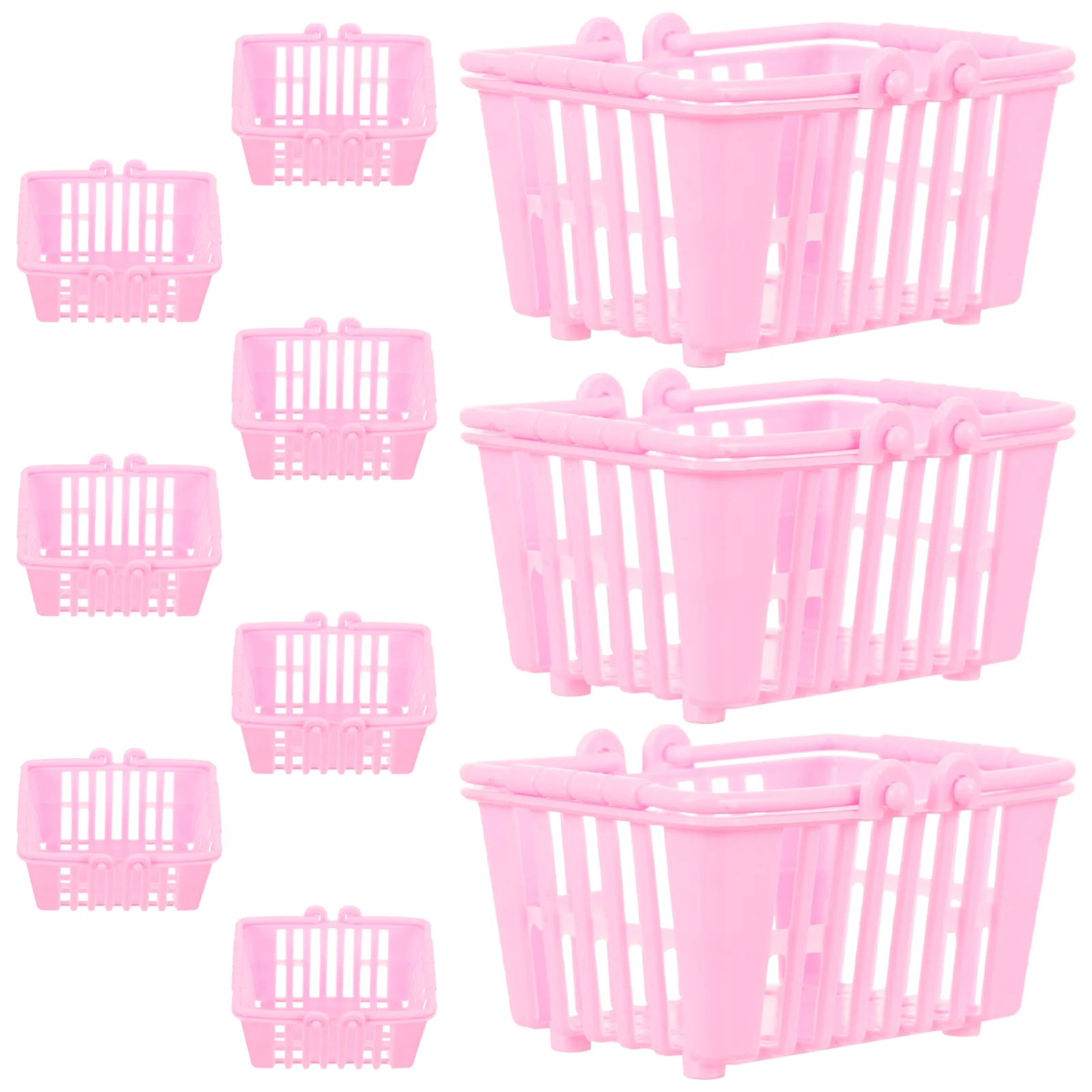 10 Pcs Plastic Basket Dollhouse Shopping Mini Toys Trolley Baskets Miniature Storage