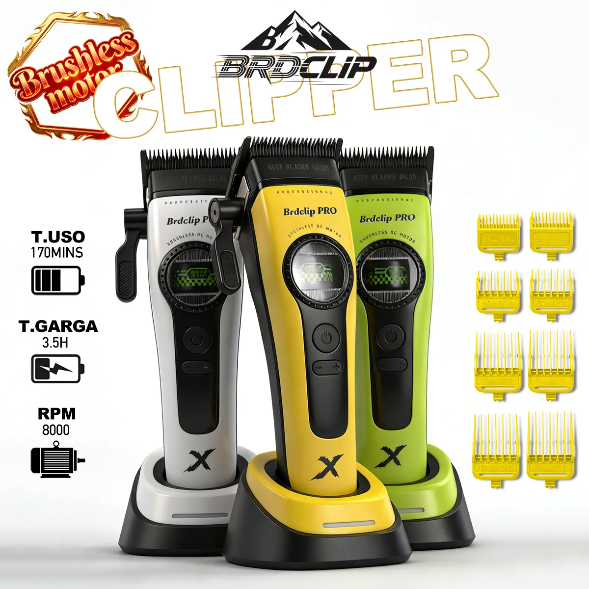 

Профессиональная электрическая машинка для стрижки волос BRDCLIP 898C, 8000 об/мин, с регулируемым внешним роторным двигателем и DLC-лезвием, для использования парикмахерами