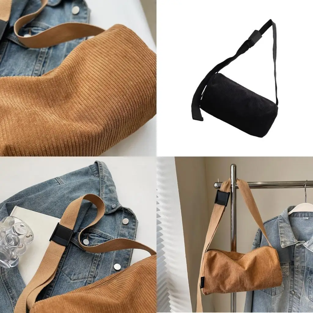 

D46D Trendy Oversized Crossbody Handbag Tear Resistant Nylon Fabric Satchel Adjustable Shoulder Strap For Work Or Daily Use