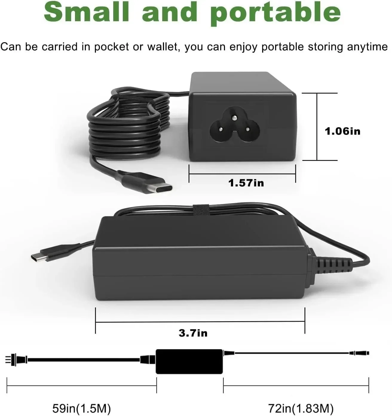 45W USB C Laptop Charger PD Fast Charging Power Adapter for HP Dell Lenovo Acer Asus Samsung Chromebook