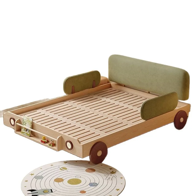 Yjq cartoon car modeling bed small apartment bed boys and girls solid wood bed