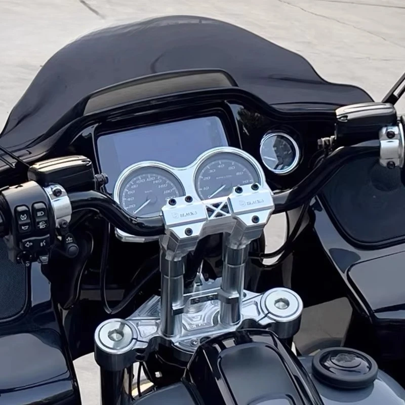 Black3 2015-Later Road Glide Motorcycle Aluminum Triple Tree Set 49mm 2018-UP FLTRXS Top Bottom Clamp ODM Black Aluminum