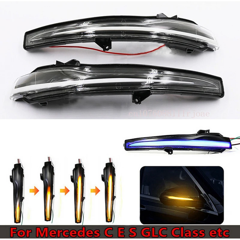 2Ps Dynamic Turn Signal Blinker Sequential Side Mirror Indicator Light Lamp For Mercedes-Benz C E S GLC W205 X253 W213 W222 W447