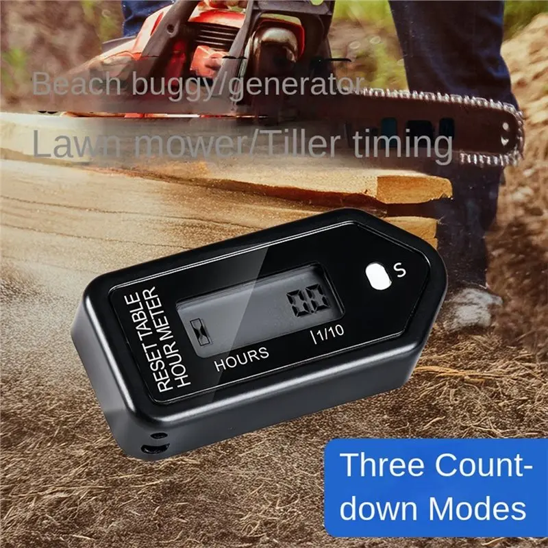 Abln-tacômetro de motor indutivo lcd display digital praia carro cortador de grama motocicleta medidor de tempo acumulado