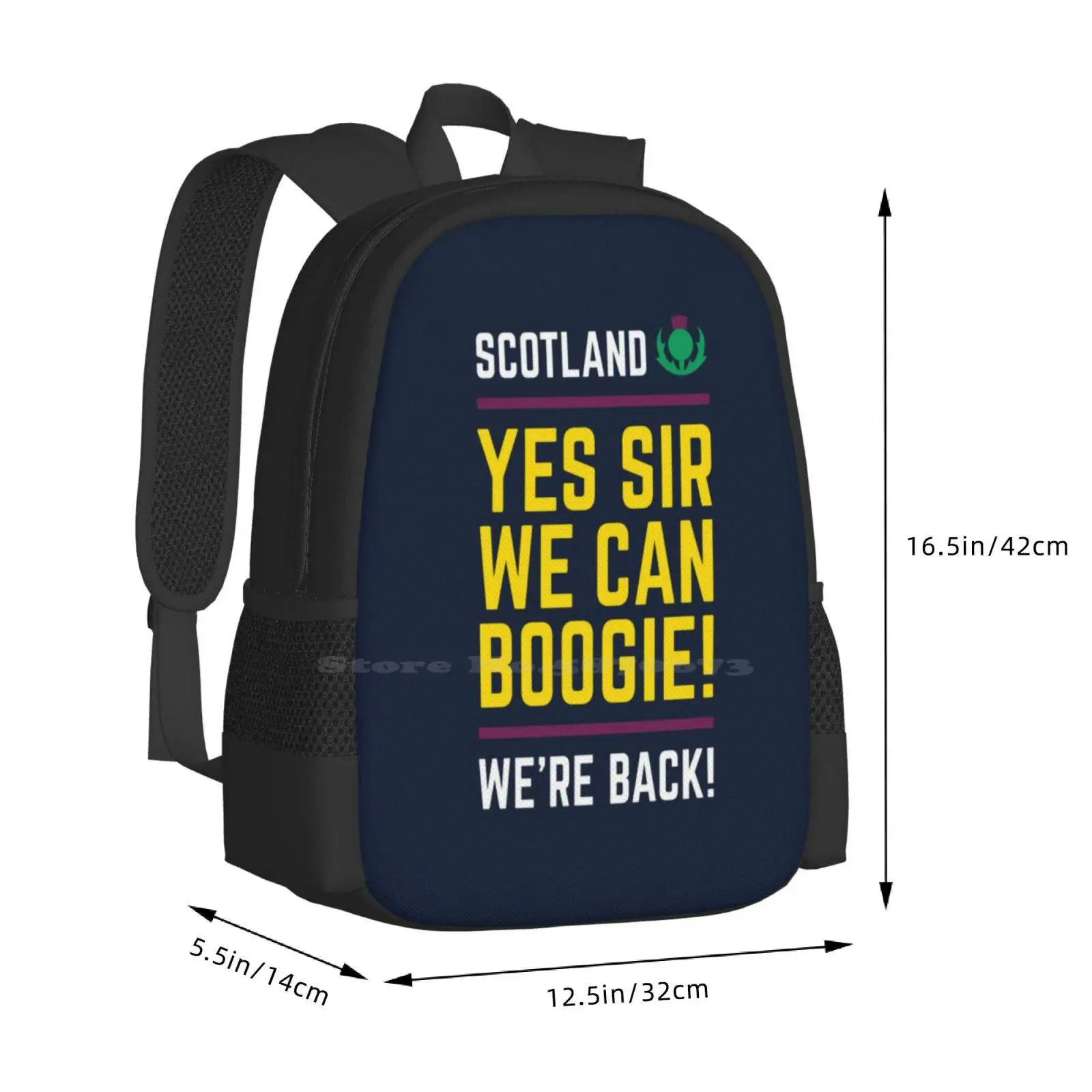 Equipo Escocia, ¡Sí, Señor, We Can boogie-we & #39 ; Re Back! Mochilas escolares de viaje para ordenador portátil, DISEÑO 1 de 3, Escocia