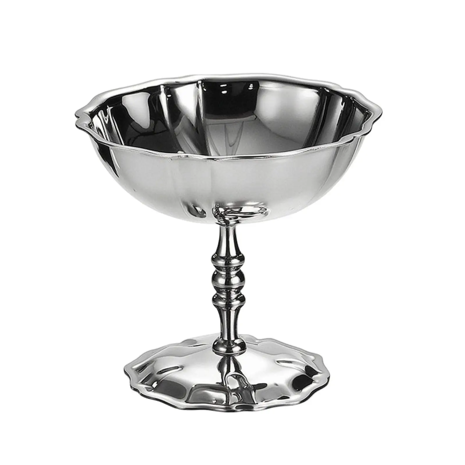 Premium 304 Steel Dessert Serving Dish Compact Pedestal Bowl for Ice Cream Mousse Fruit Cup Table Decor