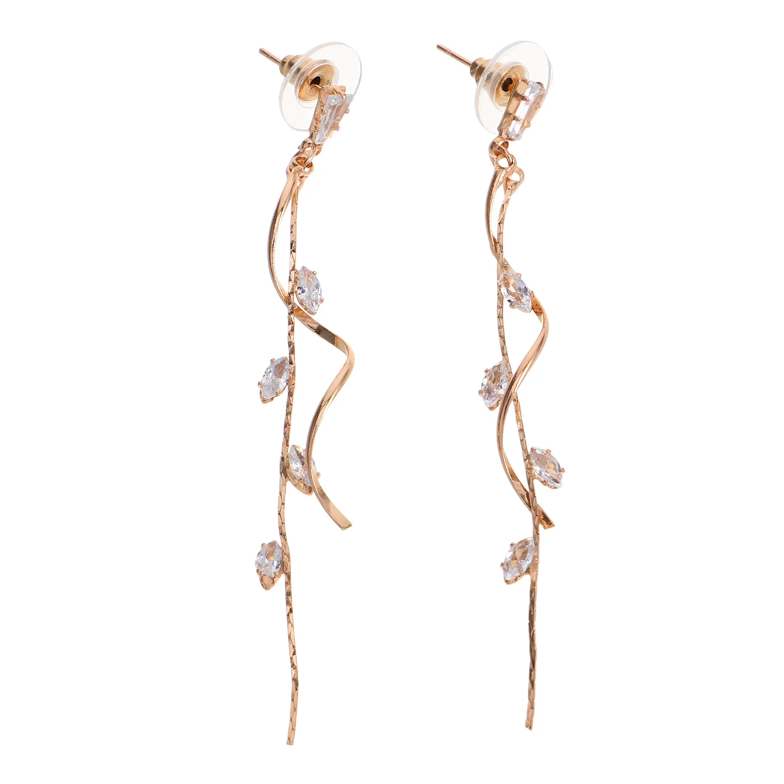 

1Pair Long Tassel Earrings Women Cubic Zirconia Sparkly Dangle Wedding Bridal Prom Jewelry Fringe Earrings Long Dangle Earring