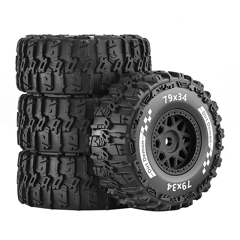 RC 80MM Rubber Tires Crawler Truck Tire, for 1/14 1/16 TRXS E-Revo HSP 94186 16208 16209 16210 WLtoys 144001 16208 2105A 3101A