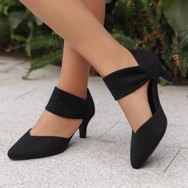 ASILETO 2024 Summer New Design Women Pumps Flock Pointed Toe Small Heels 6cm Large Size 47 48 Classic Daily Female Shoes