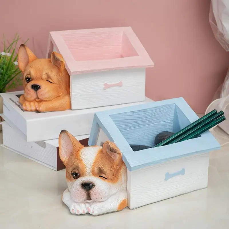 Dog Candy Bowl Dog Storage Box Decoration Adorable Creative Dog In House Design Statue Storage Decoration For Entrance Table