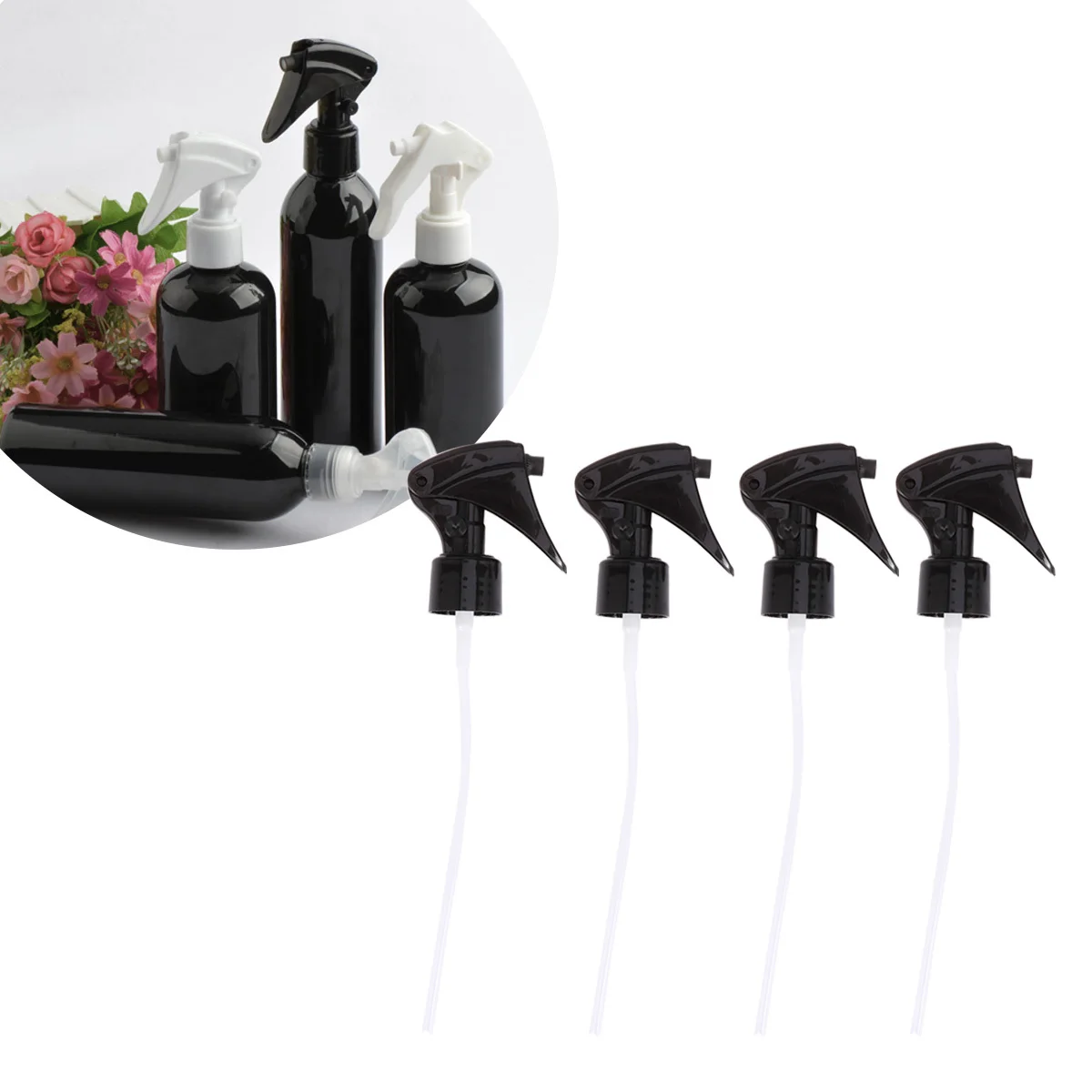 

8Pcs Reusable Spray Nozzle Replacement Black Trigger for Plastic Sprayer Tops Mist Stream Round Neck Bottle Dispenser Nozzle