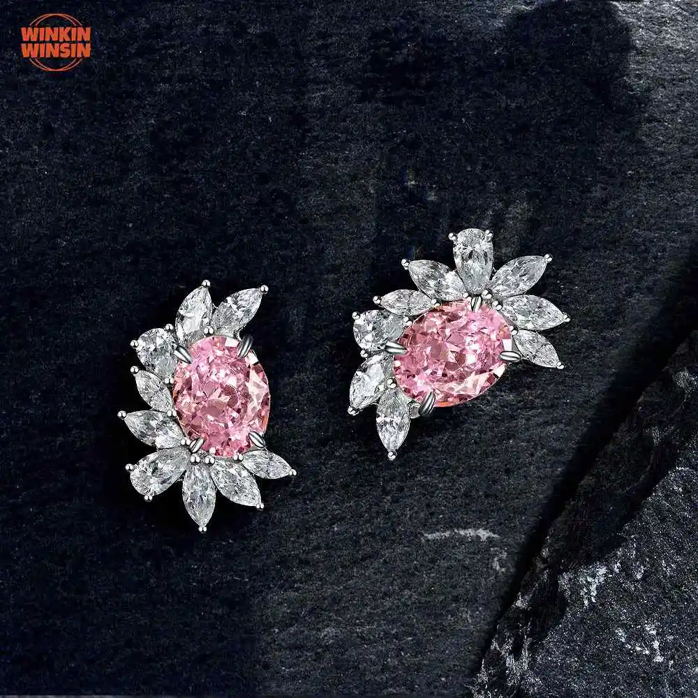 

Серьги Winkin Winsin S925 из стерлингового серебра 925 пробы, роскошный стиль, инкрустированные 2 карата, выращенные в лаборатории драгоценные камни, серьги с высокоуглеродистыми бриллиантами, ювелирные изделия