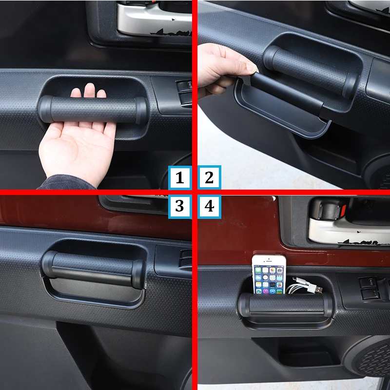 For Toyota FJ Cruiser 2007-2021 ABS Black car styling Car Door Handle Storage Box Interior Modification Car Accessories