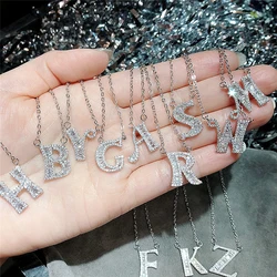 Moissanite A-Z Initial Letter Pendant Necklace For Women Girls 26 Letters 925 Sterling Silver Hip Hop Man Name Jewelry Gift