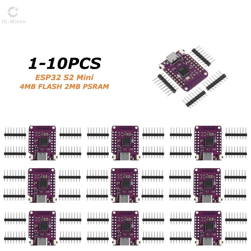 XZG 1-10pcs ESP32 S2 Mini V1.0.0 - LOLIN WIFI IOT Board based ESP32-S2FN4R2 ESP32-S2 4MB FLASH 2MB PSRAM MicroPython For Arduino
