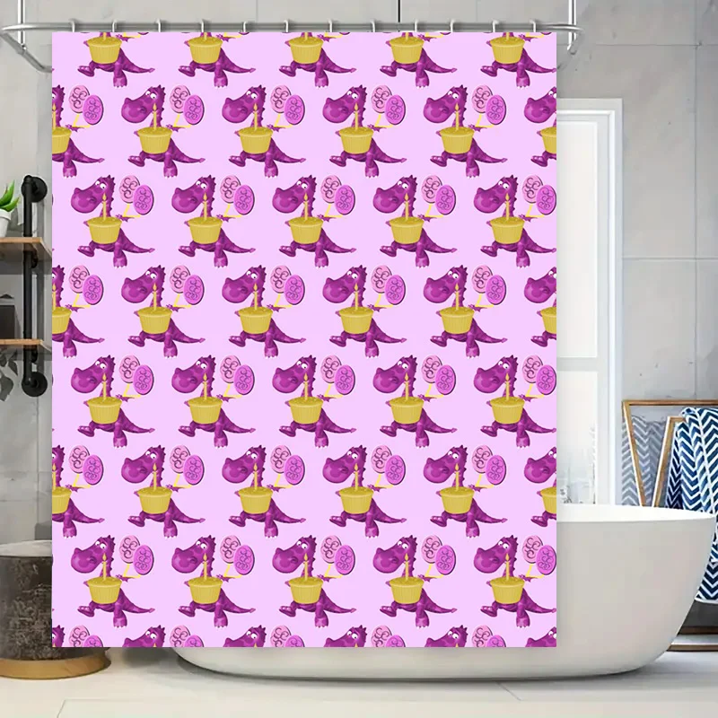 

Водонепроницаемая занавеска для душа в ванной комнате с фиолетовым декором в виде крокодила. Простая установка для вашей современной зоны ванны.