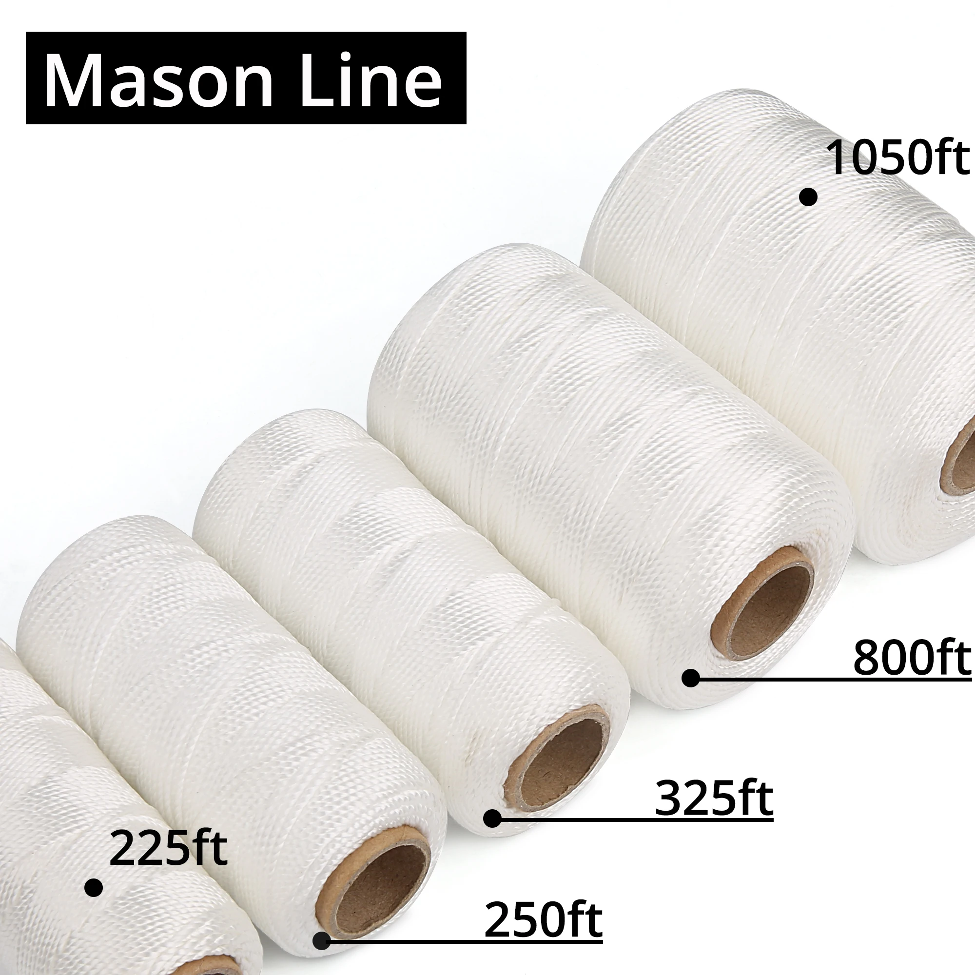 Cuerda de tiza trenzada de PP Mason Line, resistente a la abrasión, al moho, para pesca, manualidades y jardinería, n. ° 18, 250/800/1050 pies