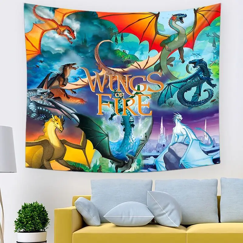 VIKAMA Wings Of Fire Dragon Aesthetic Tapestry Mythical Creature Wall Hanging Teen Dorm Bedroom Indie Room Home Polyester Cloth