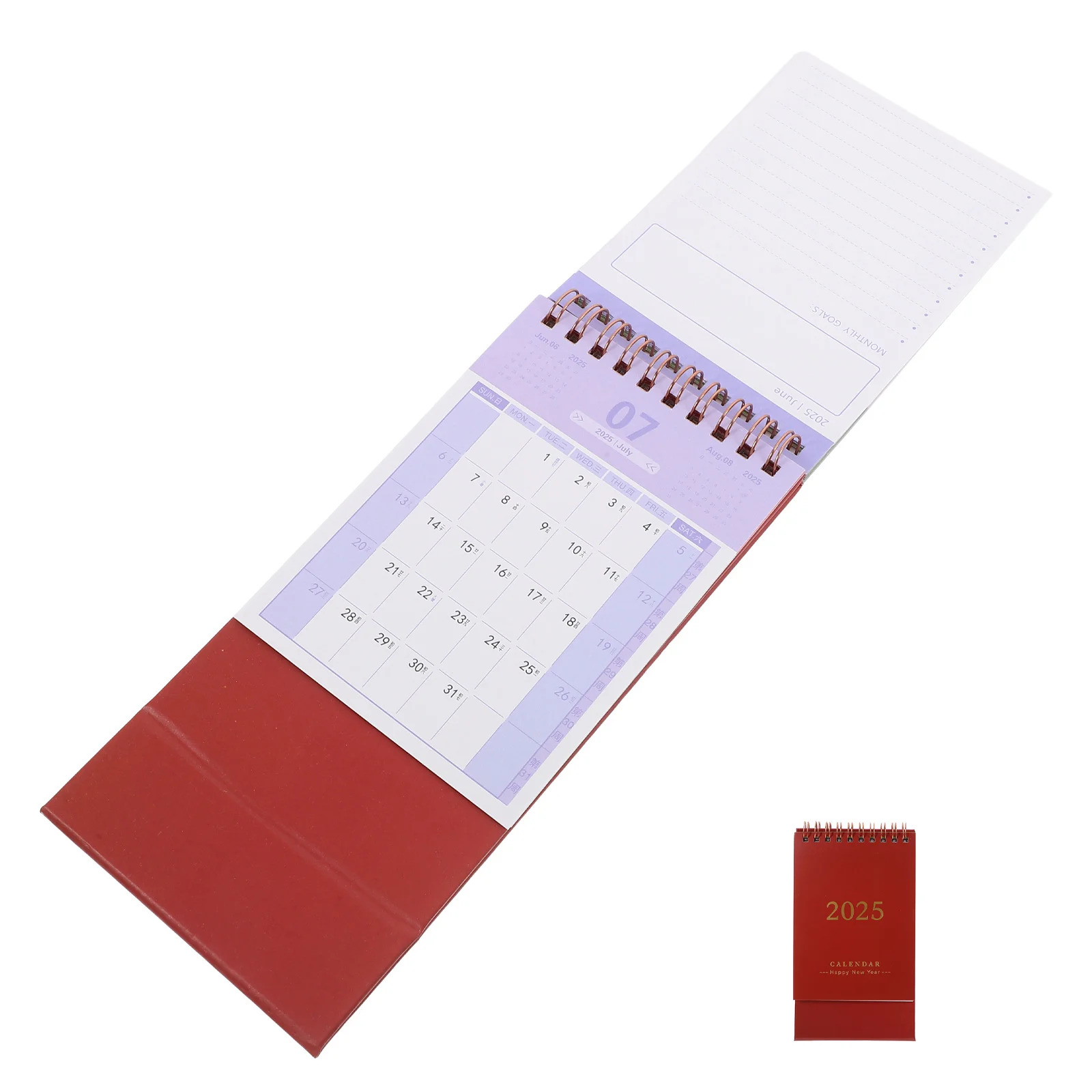 

2025 Simple Desktop Calendar Paper Office Home School Sturdy Metal 360 Compact Mini Stand Schedules Notes for Teachers