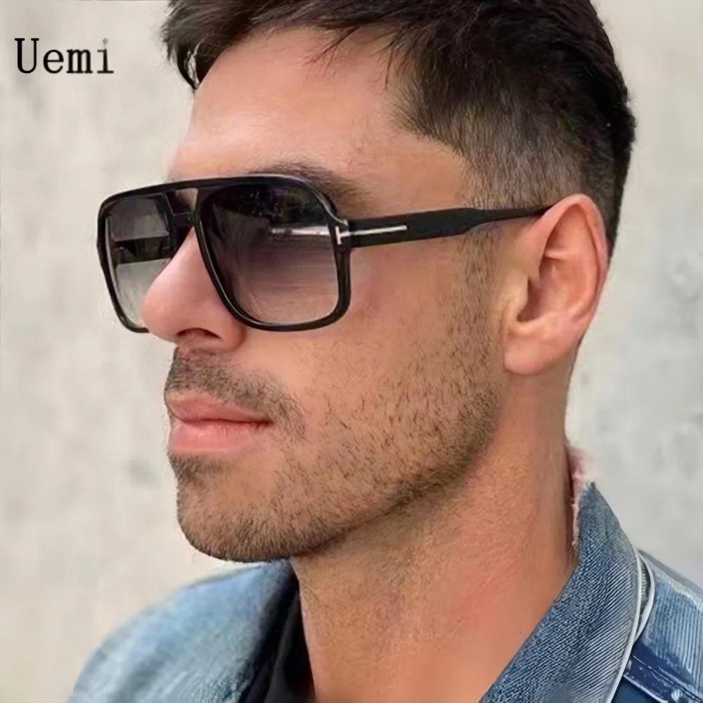 New Retro Men Pilot Sunglasses Fashion Square Double Bridges Oversized Frame Shades UV400 Women Trending Sun Glasses Wholesale