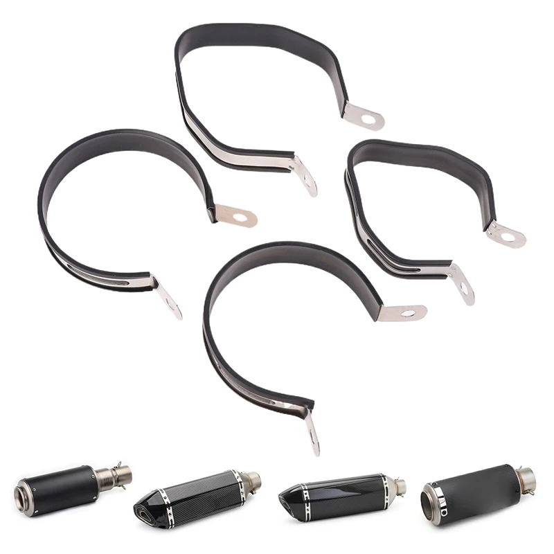 

Motorcycle 60.5mm Exhaust Pipe 51mm Muffler Universal Fixed Circle Carbon Fiber Holder Clamp Fixed Ring Support Bracket