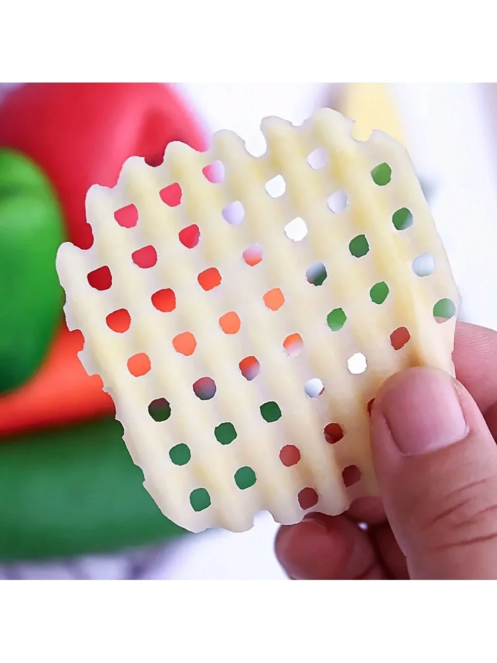 French Fries Mesh Cutter, Fatiador De Batata, Grade Ondulada, Chips Domésticos, Cor Aleatória
