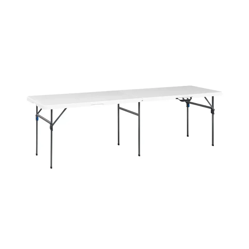 8 Foot Fold-in-Half Resin Table, White