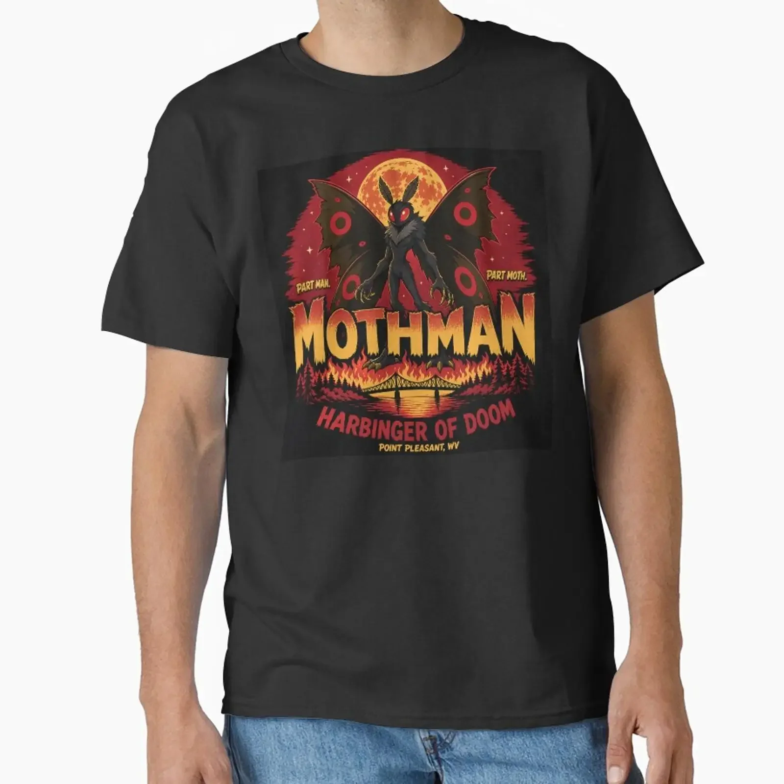 Mothman designed and sold by Brain Hazards vintage Washed Slightly Stretched Breathable Casual graphic Soft streetwear fashion
