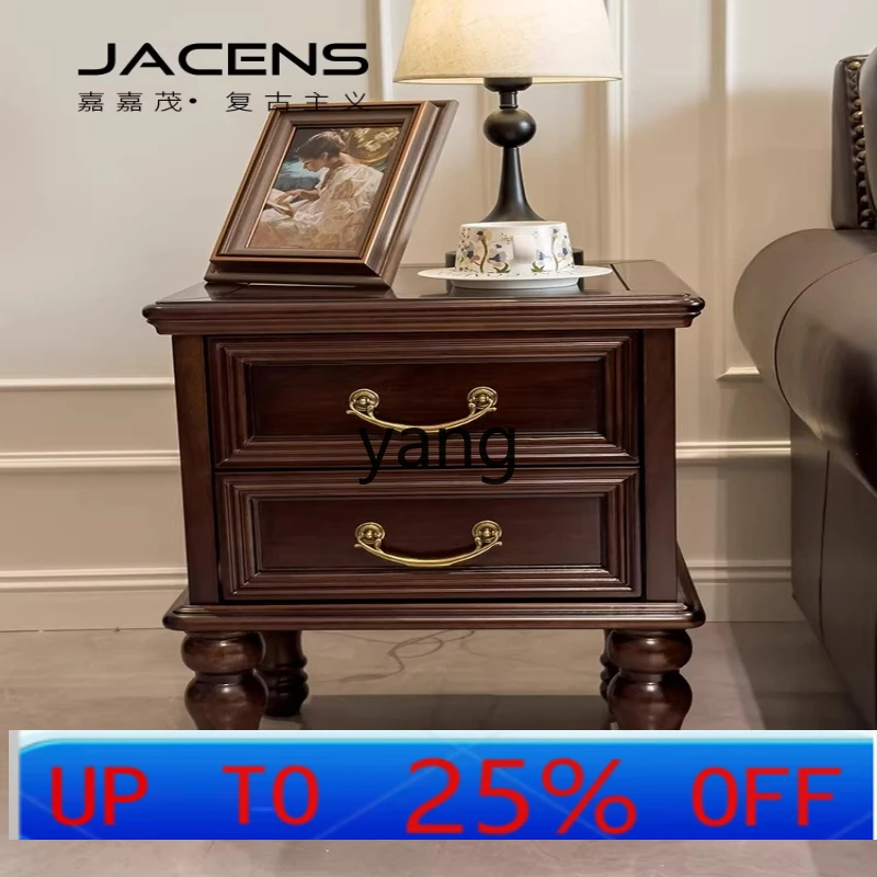 LH Full Solid Wood Bedside Table Country Log Bedside Vintage Bedroom Two Drawer Locker