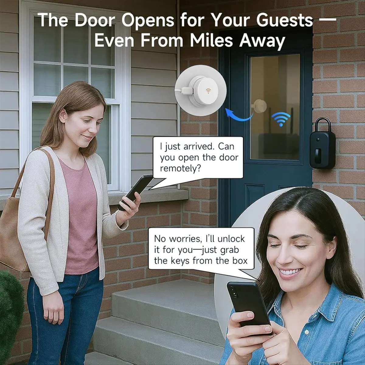 

A89X W100 Smart WiFi Bridge Gateway and Door Sensor Set for WeHere Smart Lockboxes, APP Control for Home Office Security
