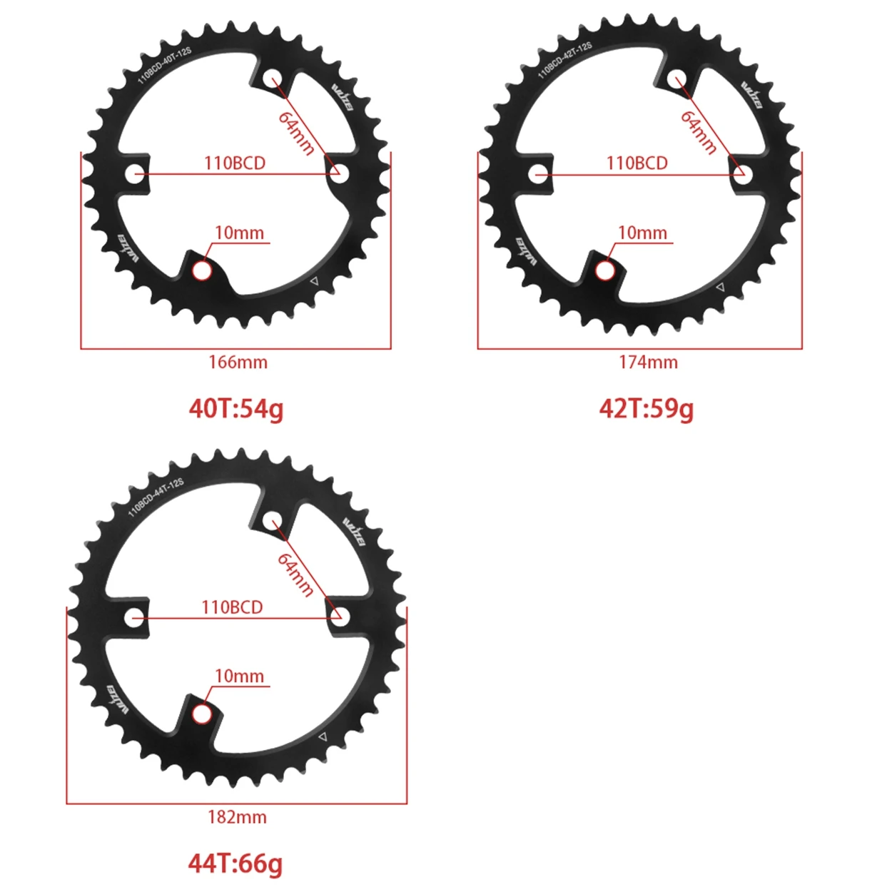 WUZEI 110BCD Rennrad Doppelkettenblatt 2x10/11/12-fach Fahrradkettenblatt 48T/33T 58T/44T Krone für Shimano 105 Ultegra R8000 – Detail 5