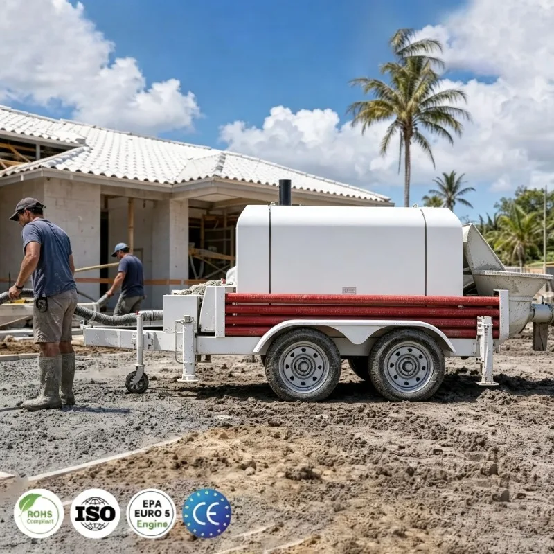 Concrete Conveying Pump Electric Concrete Pumping Machine Features S-pipe Distribution Valve Easy Maintenance Simple Operation