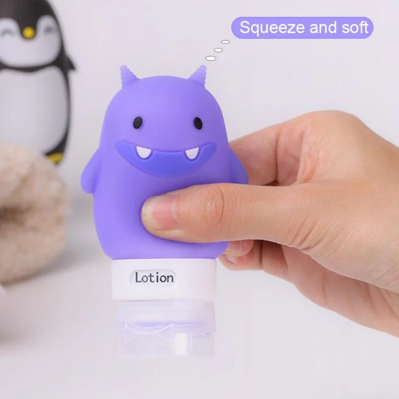 1PS Portable Cute Cartoon Bear Penguin Animal Silicone Travel Case Organizer Shampoo Shower Gel Lotion Storage Refillable Bottle