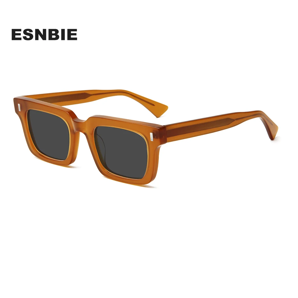 Bold Premium Acetate Rectangular Sunglasses Woman Polarized Men Square Glasses For Women Rivet Design Gafas De Sol Mujer Uv400