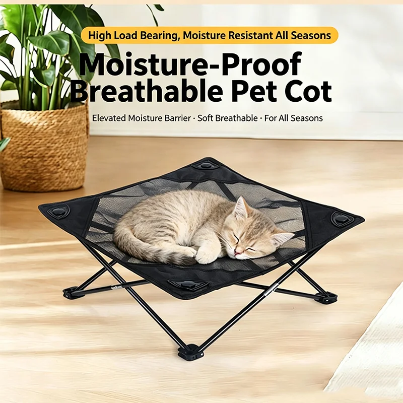 Detachable Washable Elevated Dog Iron Frame Bed All Season Portable Folding Pet Camping Bed Breathable Dog Kennel For Pet Rest