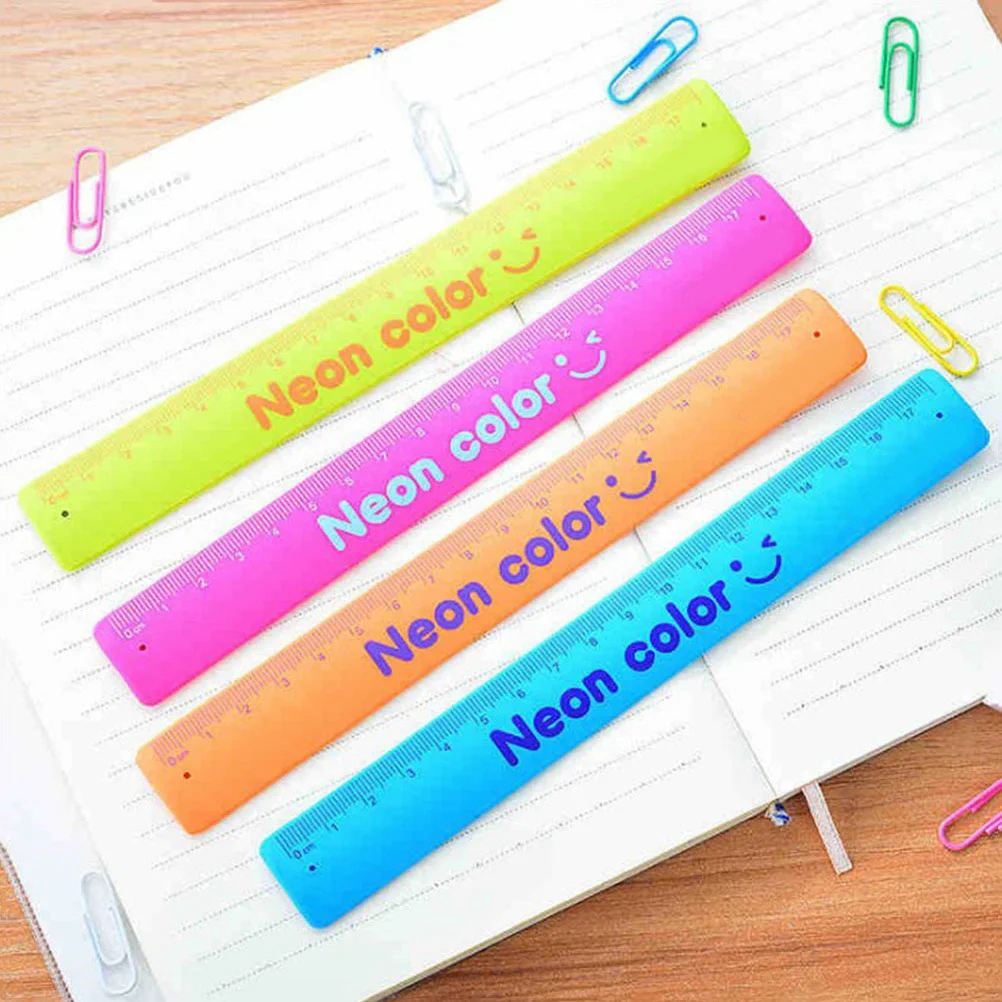 4 stuks siliconen flexibele klaparmband liniaal 18 cm kinderen meetinstrument lichtgewicht onbreekbaar schoolbenodigdheden willekeurige kleuren