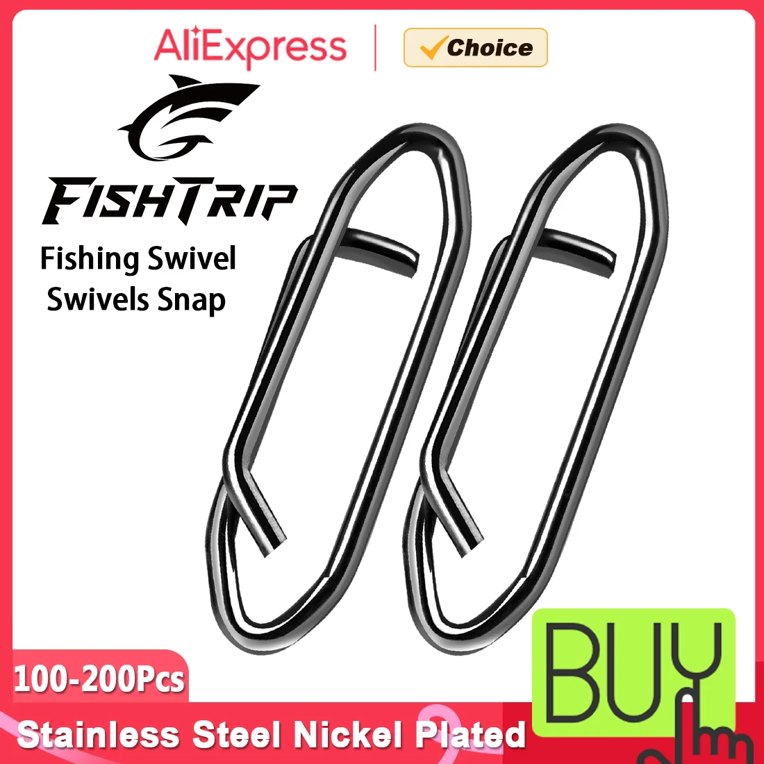 FishTrip 100-200 Peças Clipe de Pesca de Alta Resistência em Aço Inoxidável para Troca Rápida em Água Salgada e Doce