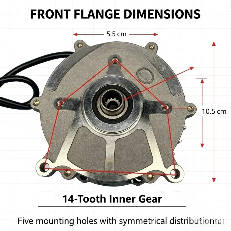5 Hole 14 Tooth 48V 60V 500W-1000W Brushless Differential Motor Pure Copper Electric Tricycle E Rickshaw Drive Motor
