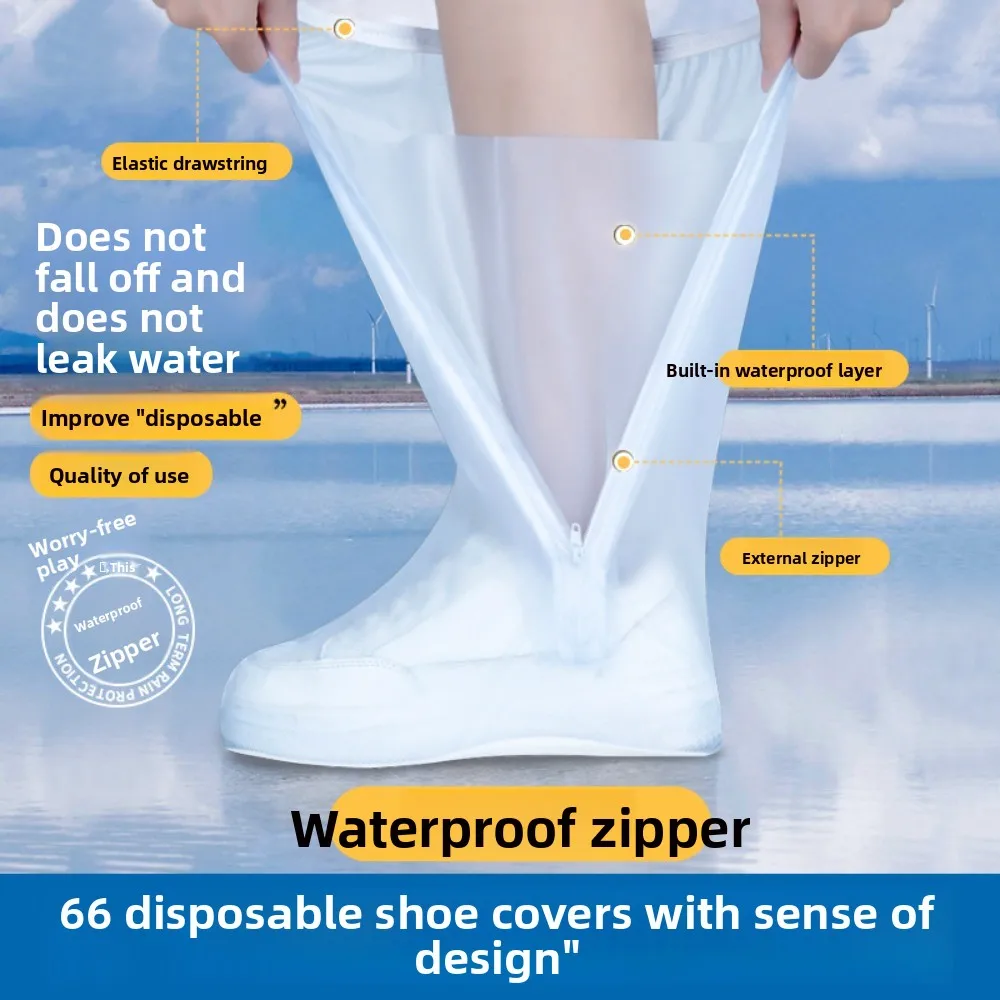 Thickened Disposable Shoe Cover, Waterproof, Reusable, High Tube Rain Shoe Cover, Rain and Sea Cover, Rainproof,proof Foot Cover