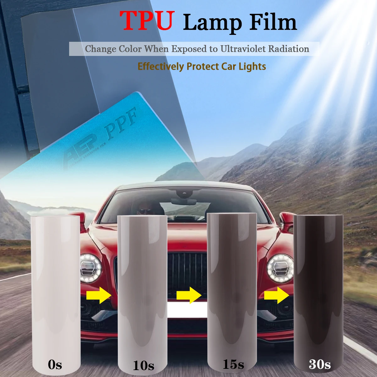 

Пленка ТПУ для автомобильных фар, УФ-интеллектуальная защита от изменения цвета, ремонт царапин, PPF, прозрачная на черная наклейка