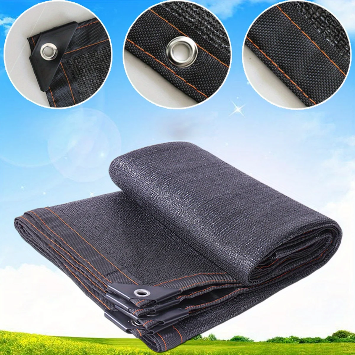 Outdoor Sunshade Net, Sunshade Net, Plant Sunshade Net, High-Density Polyethylene Fabric with Copper Buckle Holes, Uv-Resistant, Light-Blocking and Breathable, Suitable for Terraces, Gardens, Greenhouses and Gazebos