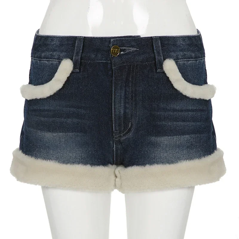 فروي خياطة منخفضة الارتفاع الدنيم السراويل y2k الشارع الشهير جيوب مستقيم السراويل النساء الخريف الشتاء كل مباراة الملابس شيك