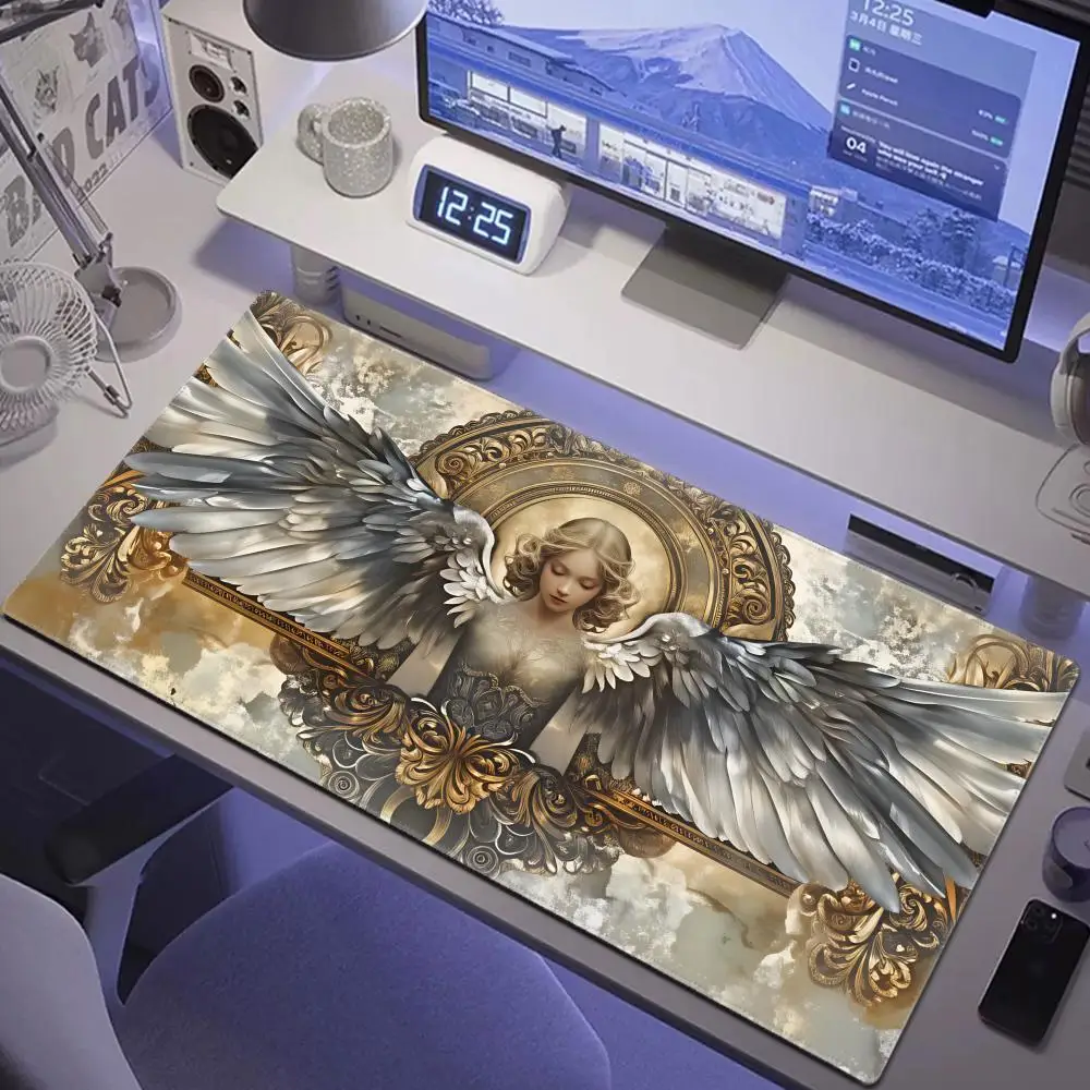 

HYBXAXC Gorgeous Angel Golden Wings Design Mouse Pad Card Game Mat Large Computer Mousepad Anti-slip for Card Party Trading Mats
