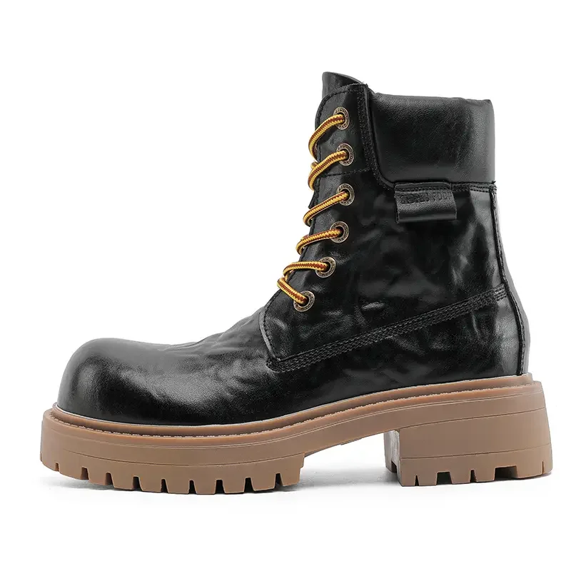 

2025 Autumn and Winter Men's Retro Leather Thick Soled High Top Casual Short Boots Gift