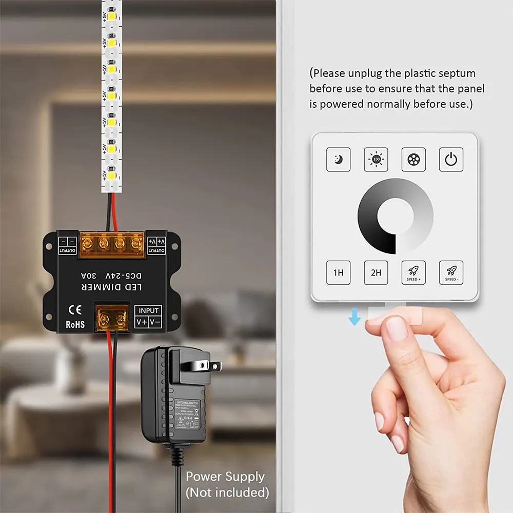 LED Lights with RF Touch Panel 30A High Power Cable Free Single Dual Multicolour RGB Controller 12V-24V